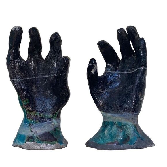 Life-Sized Hands Ceramic Sculpture Set- Morbid Surrealism- Gothic Vamp Decor- Bl
